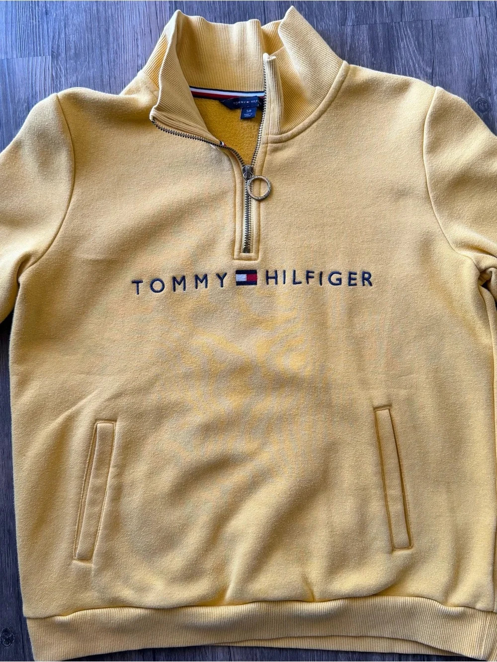 Tommy Hilfiger Men’s Mustard Yellow Quarter-Zip Pullover